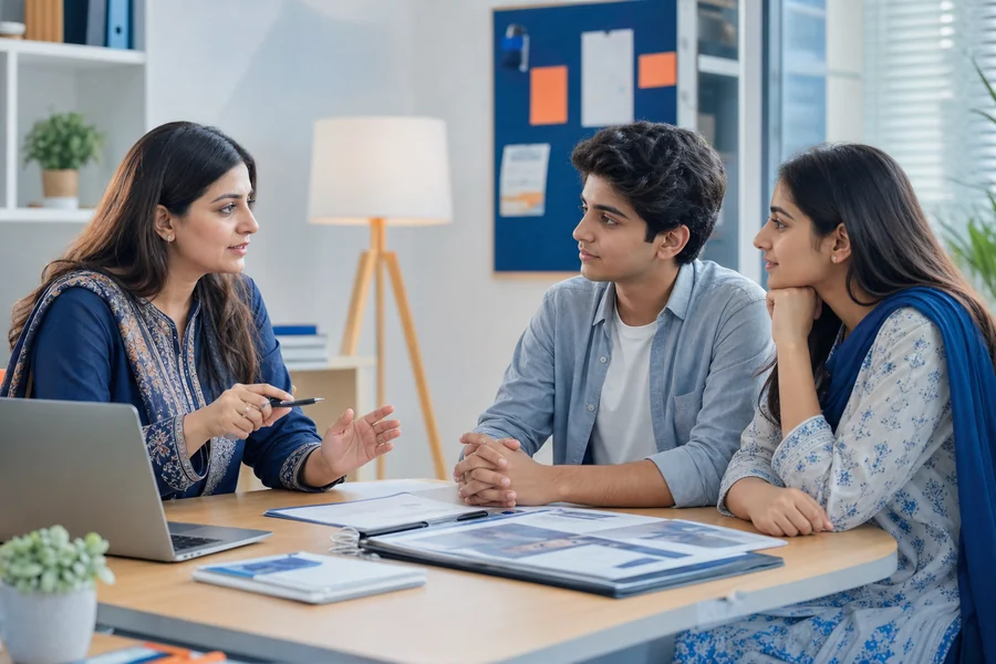Students receiving professional career counseling